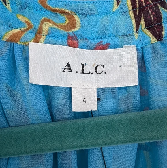 A.L.C. Silk Courtney Mini Dress in Grotto Blue Floral NWT - Picture 8 of 11